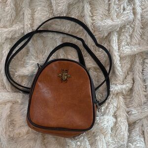 Bumblebee Brown Leather Crossbody Bag